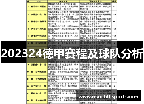 202324德甲赛程及球队分析